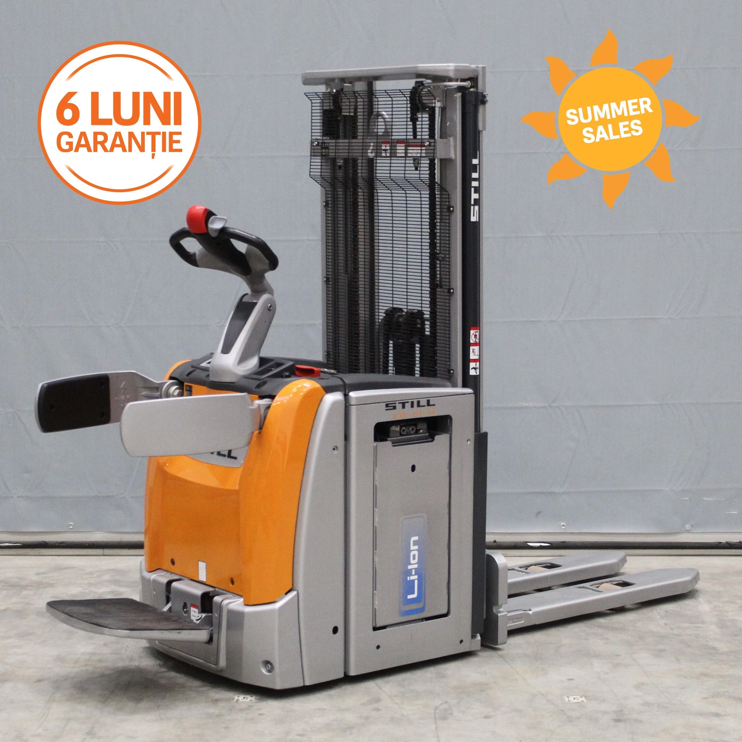 Transpaleta electrica cu catarg EXV-SF 14 Li Ion